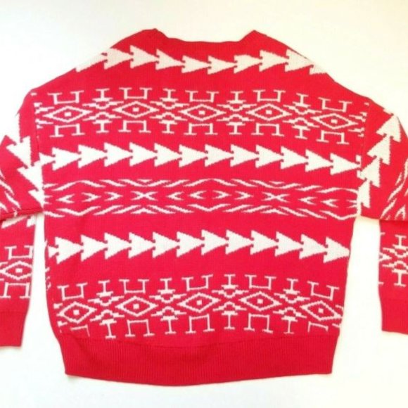 Express Red And White Cropped Pullover Sweater - Picture 3 of 5